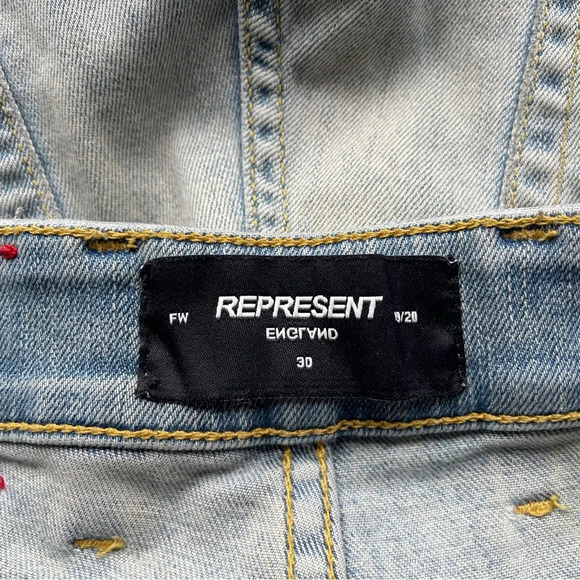 Represent England Worn Distressed Skinny Jeans pale blue 22423 - Picture 11 of 14